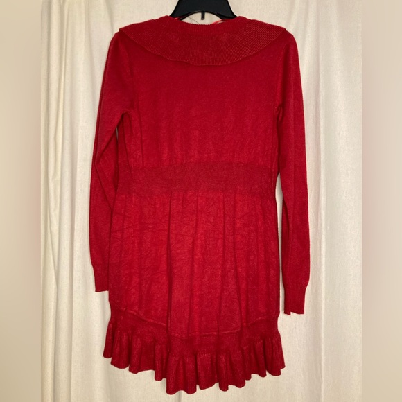 Style & Co Red Ruffled Cardigan Sweater, Size Small - Picture 2 of 7